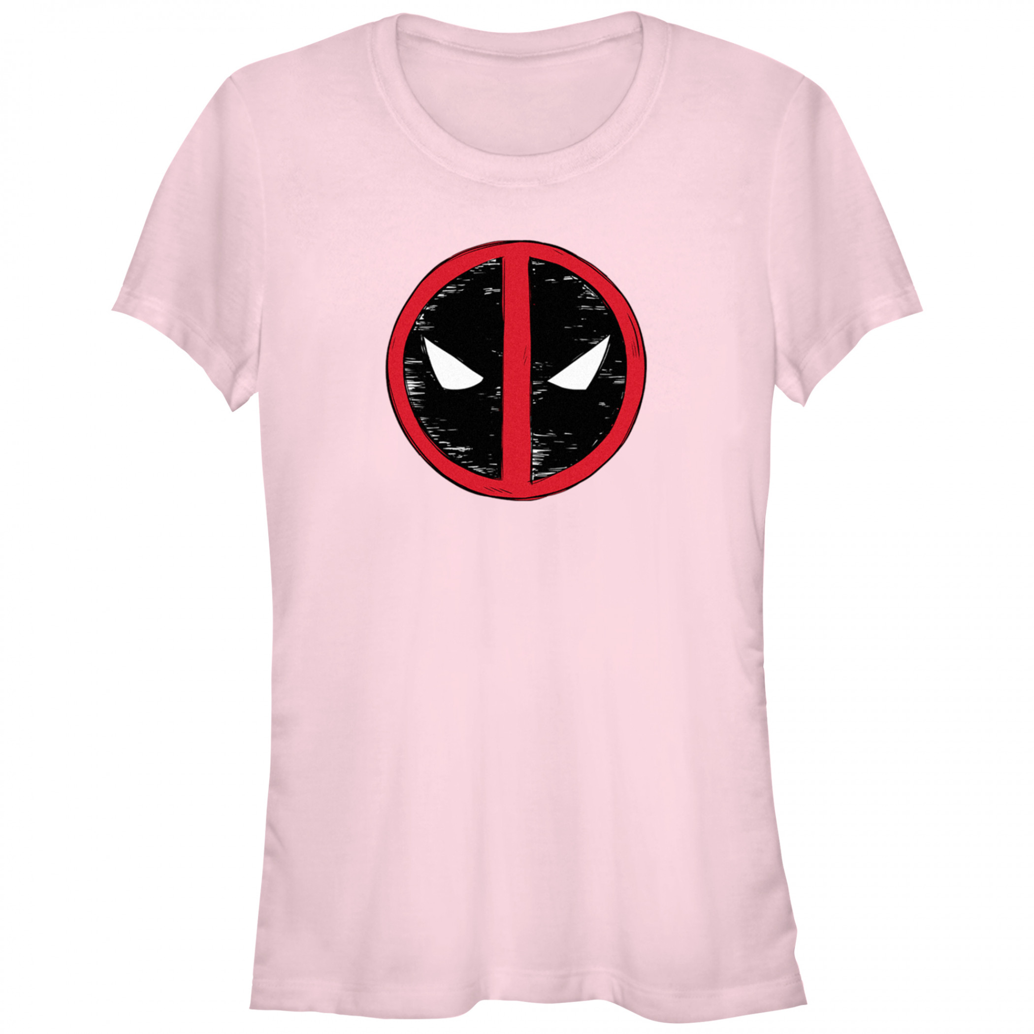 Deadpool Sketch Logo Pink Colorway Junior's T-Shirt